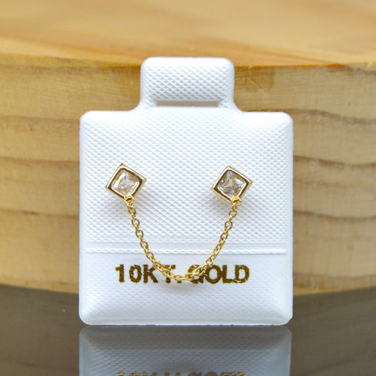 Doble cuadrito y cadena oro 10k