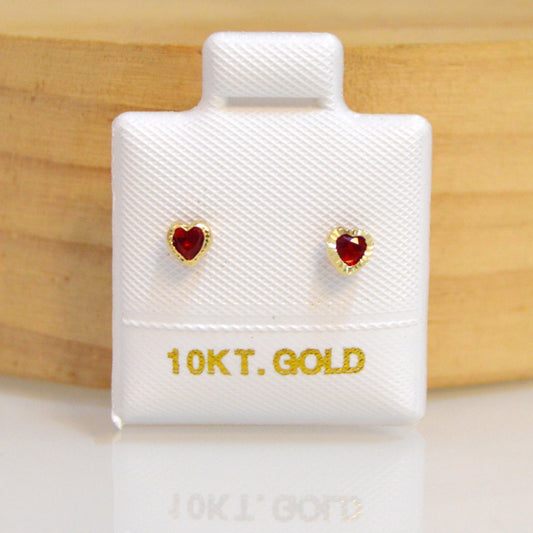 Corazón bisel mini rojo oro 10k