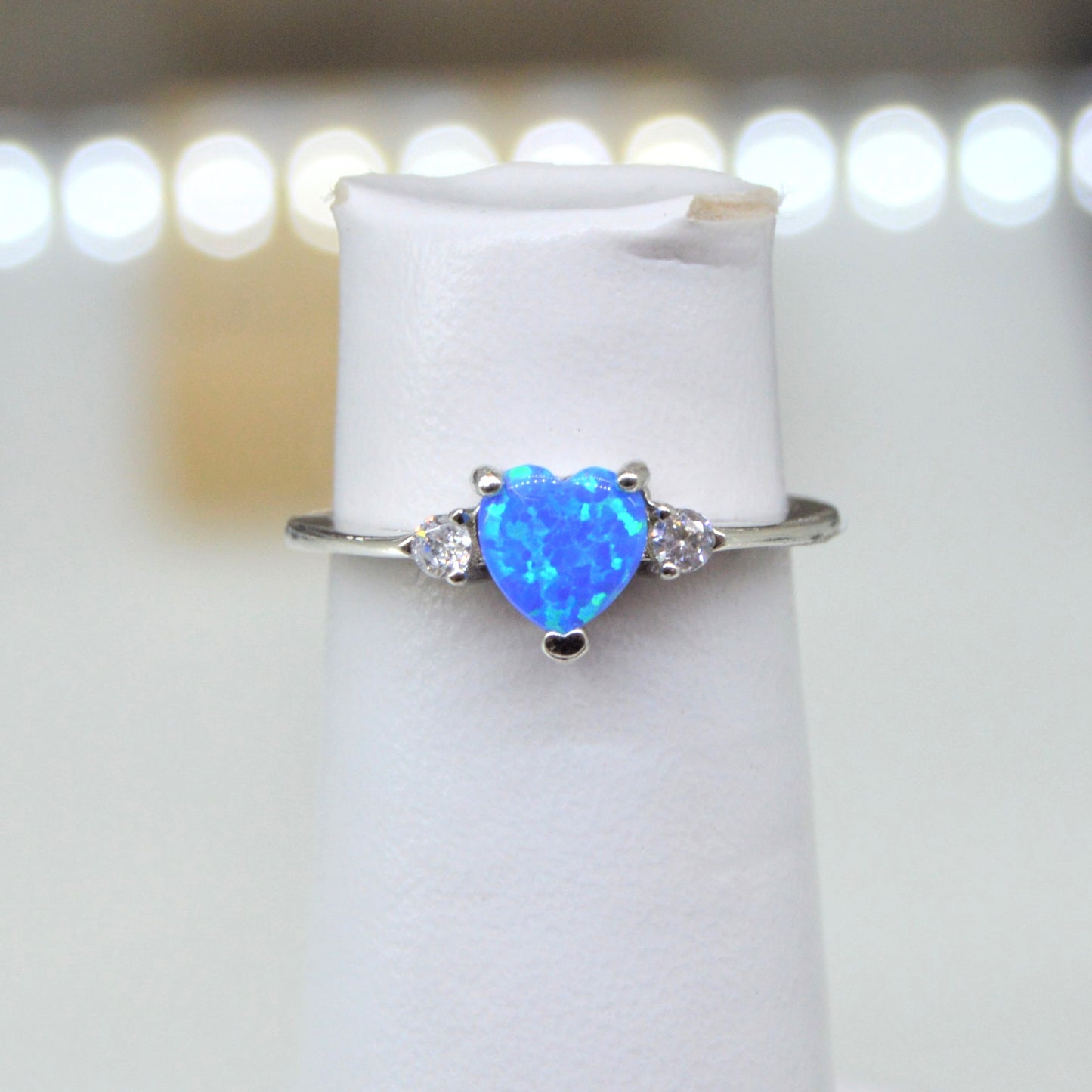 Anillo corazón azul mini plata