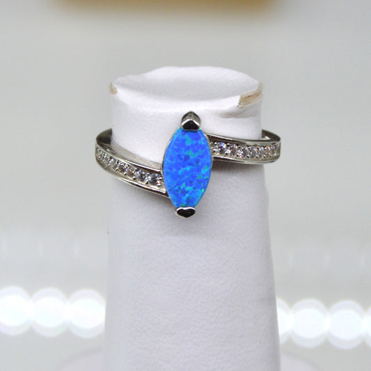 Anillo óvalo azul plata